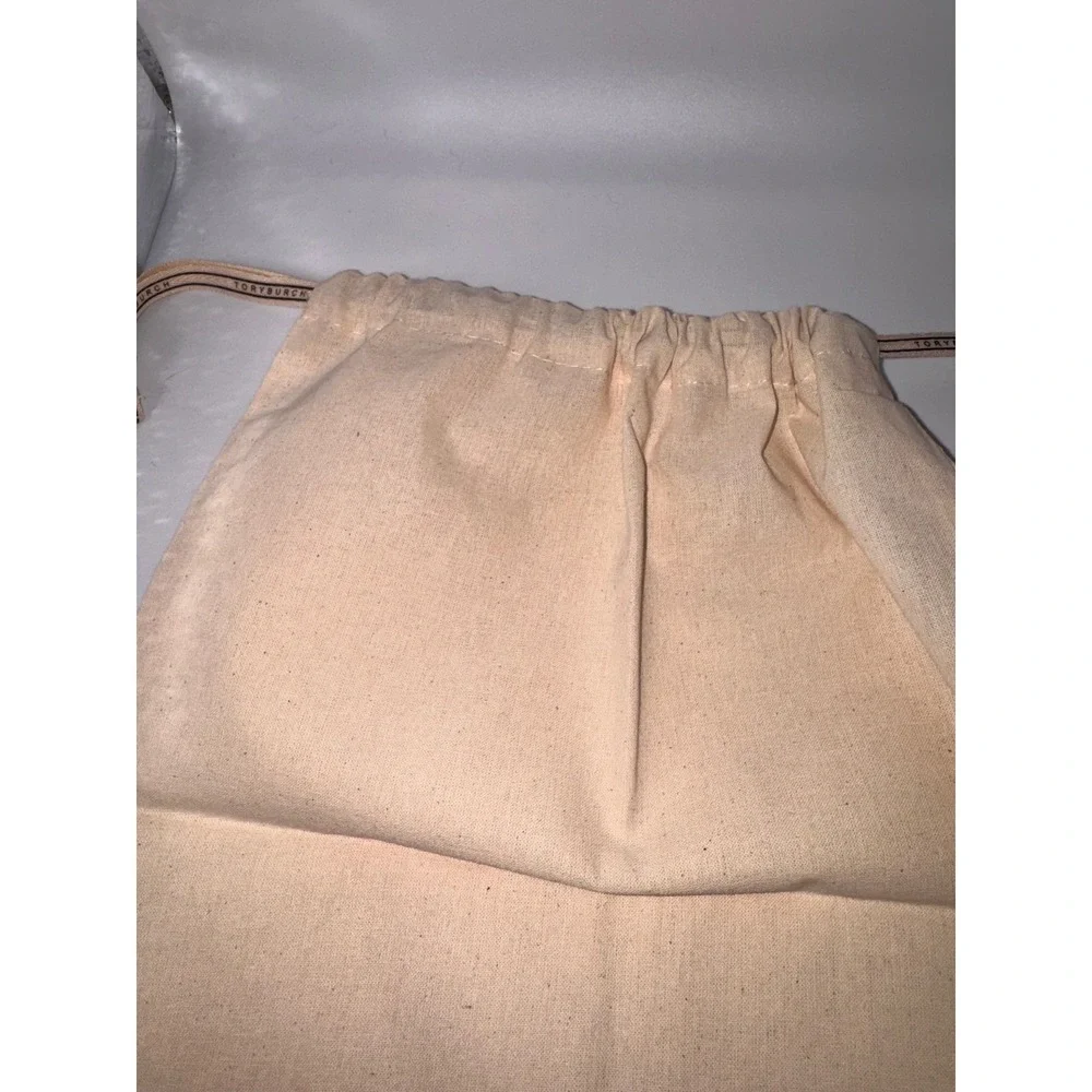 Tory Burch Cream Cotton Canvas Drawstring Dust Bag for Shoes Handbags Accessory